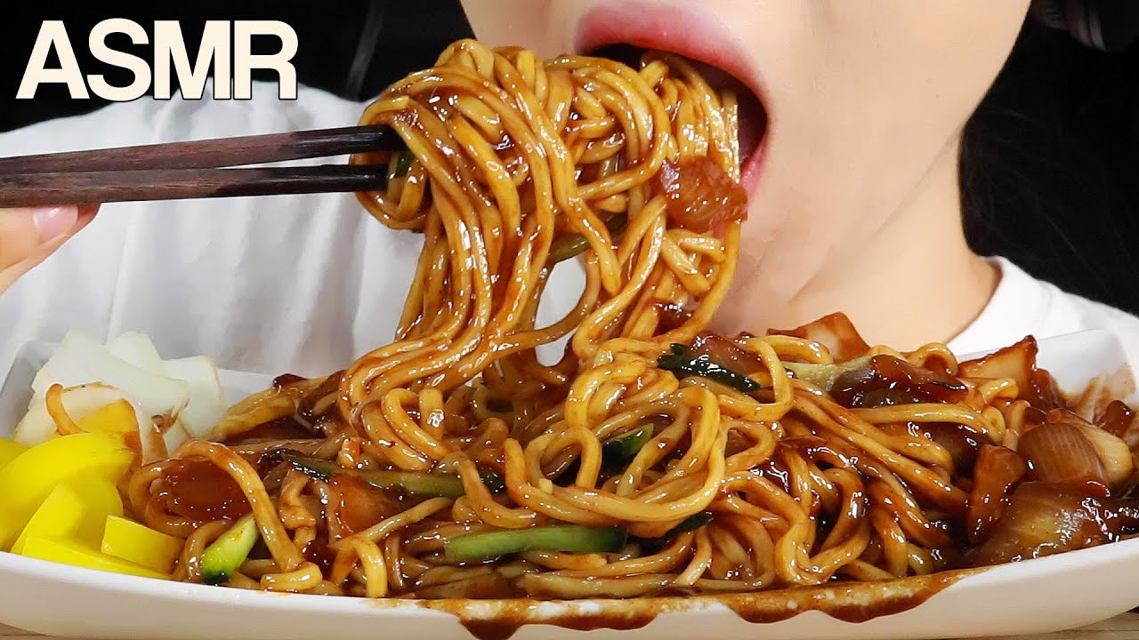 ASMR BLACK BEAN NOODLES (JJAJANGMYEON) EATING SOUNDS MUKBANG