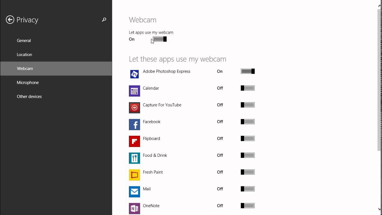 Windows 8.1 Back to basics Webcam and Microphone privacy settings