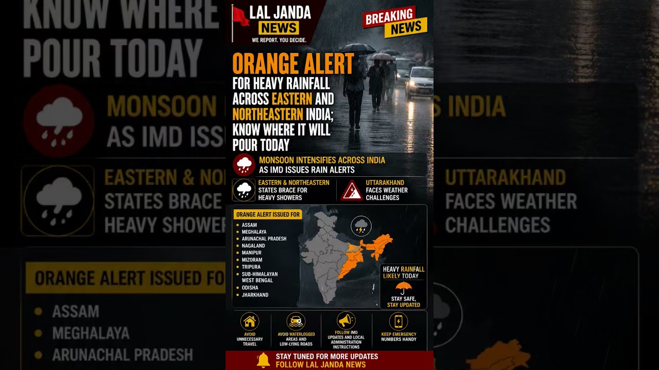 Orange alert for heavy rainfall across Eastern and Northeastern India; know where it will pour today