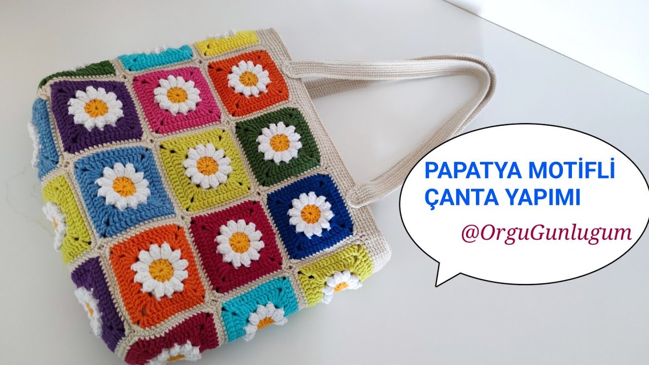 PAPATYA ÇANTA YAPIMI 🌸PAPATYA MOTİFLİ ÇANTA YAPIMI 💮Fermuarlı Papatya Çanta Yapımı💮 Crochet bag