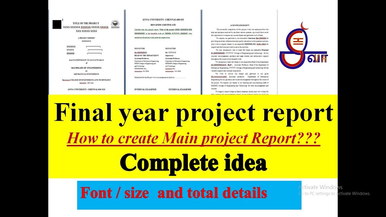 Main project Report complete idea How to create final year project report