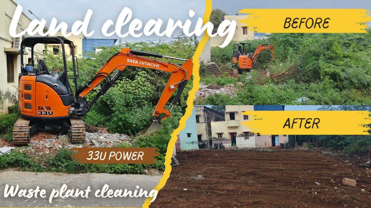 Powerful Tata Hitachi Zaxis 33U Cleaning Land from Overgrown Plants
