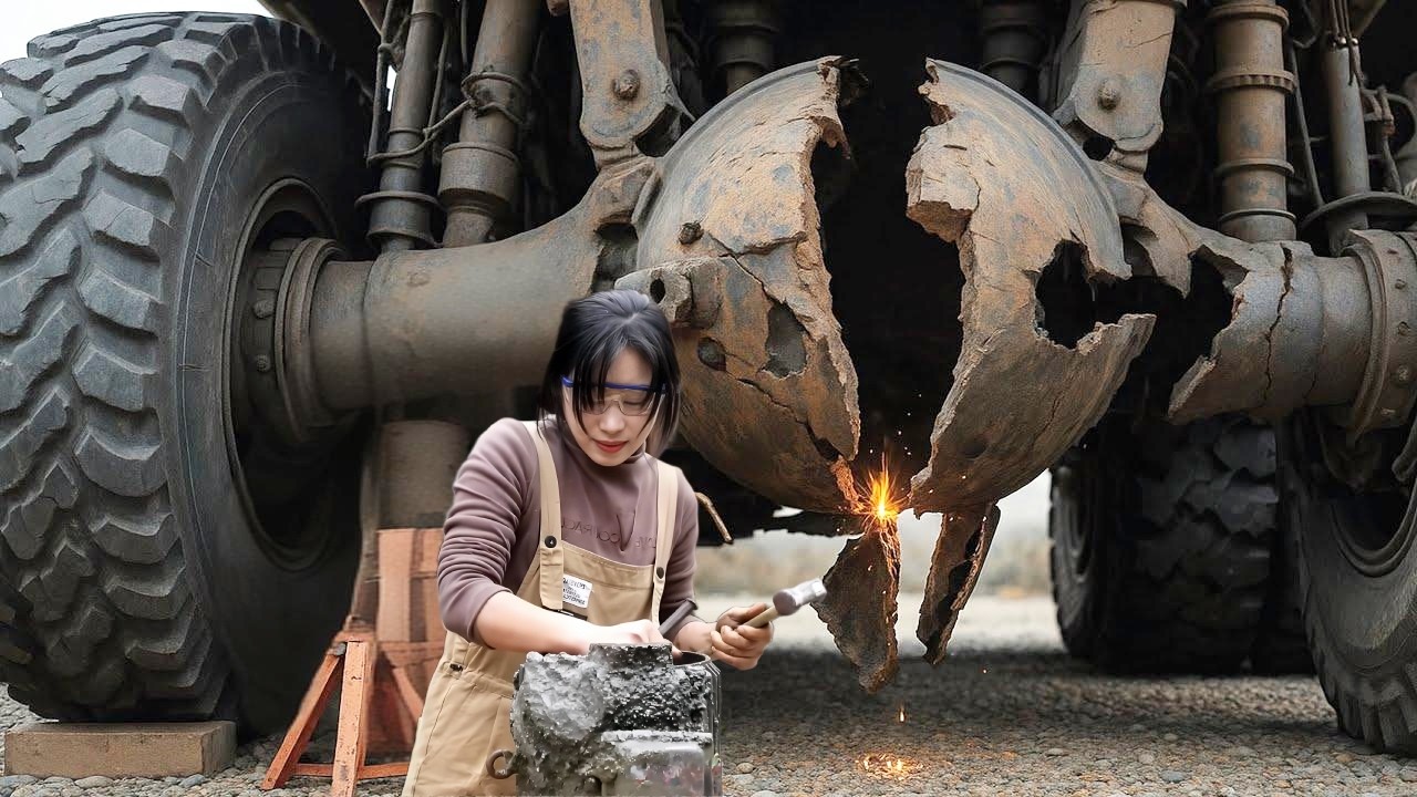 💡天才女孩给工地修履带电机，这么大的机器，3天时间修好太值了！A genius girl repairs a track motor at a construction site ｜林果儿
