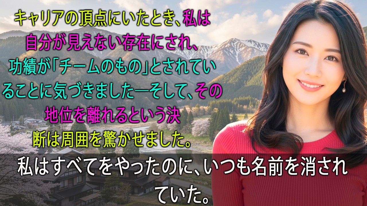 キャリアが最も充実しているときに一歩退いた。本当の頂点とは、手放すことだと理解したからだ。