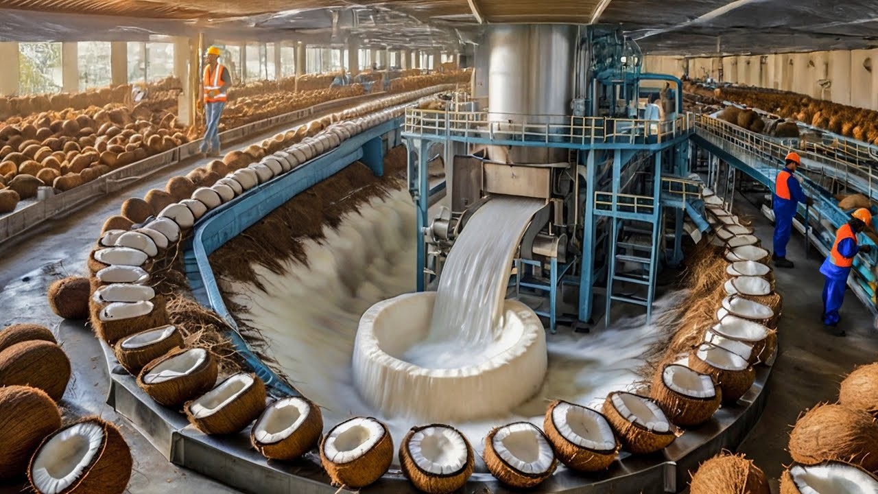 Veja Como MILHÕES de COCOS são TRANSFORMADOS em PRODUTOS no PROCESSO INDUSTRIAL! 🥥🚜