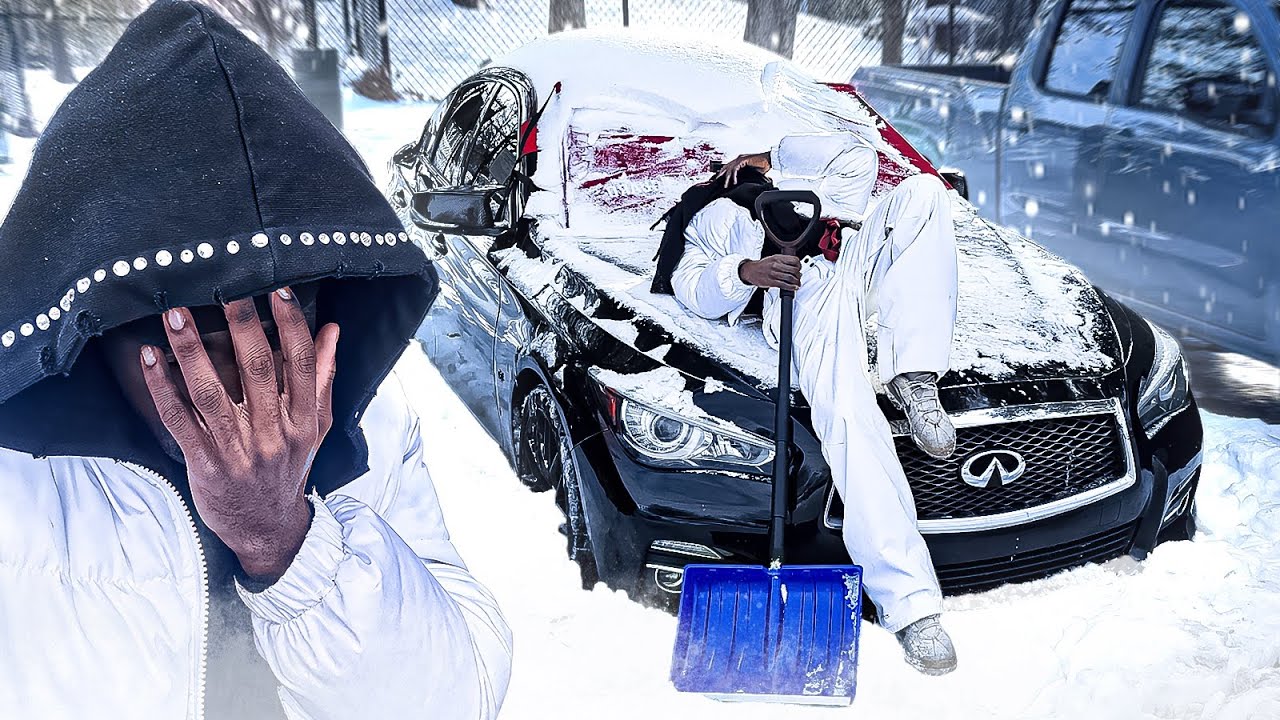DIGGING MY INFINITI Q50 OUT THE SNOW TO GO ON A DRIVE …THIS WAS A BAD IDEA😭