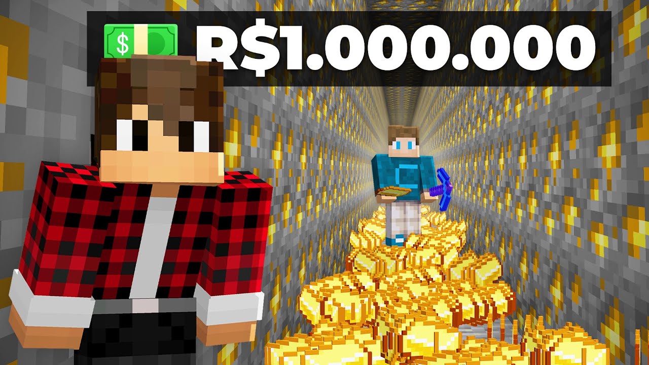 Ficamos MILIONÁRIOS mineirando APENAS OURO no Minecraft