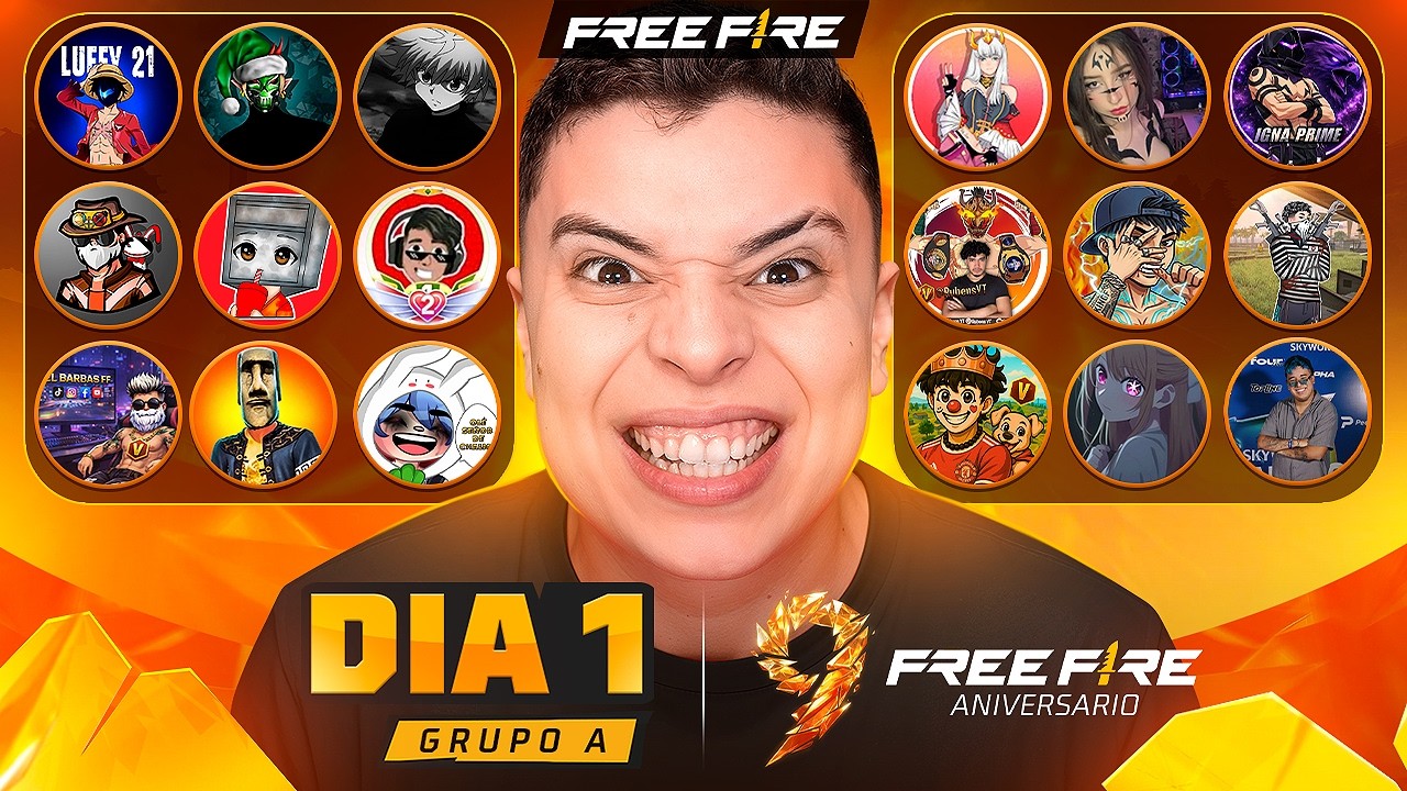 &iexcl;DIA 1 : TORNEO DE YOUTUBERS DE FREE FIRE * 9NO ANIVERSARIO * NEK7 - ELRISAS - YIZARO - POMBER Y M&Aacute;S