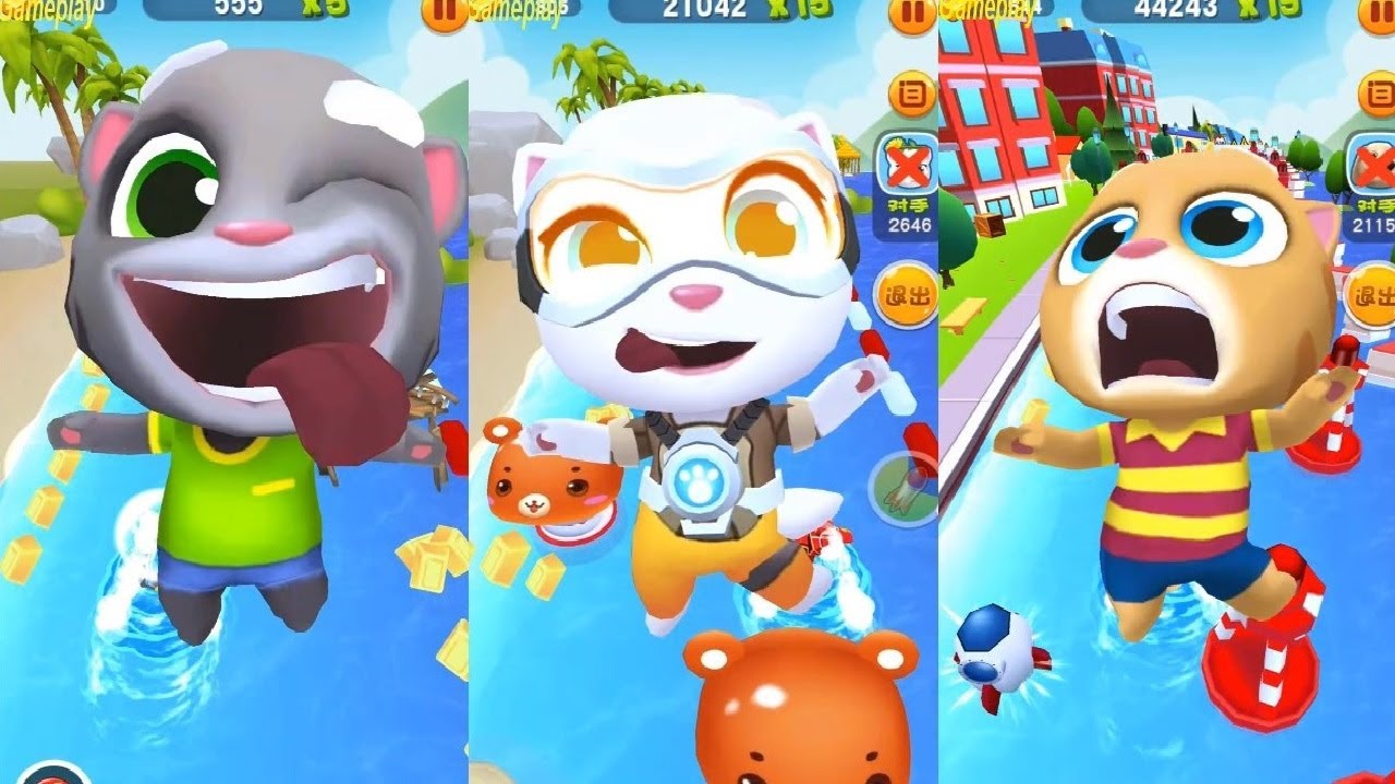 Talking Tom Jetski 3 Android Gameplay- Talking Angela VS Talking Tom VS Talking GINGER