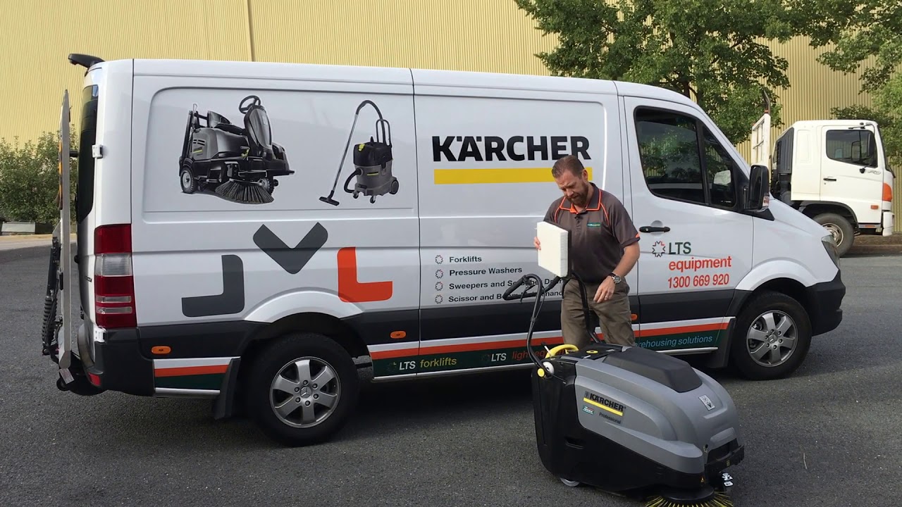 How to use a walk behind sweeper from Karcher
