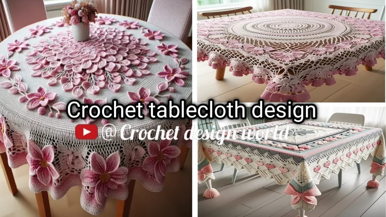 Amazing 🎉 Crochet table cloth model knitted with wool