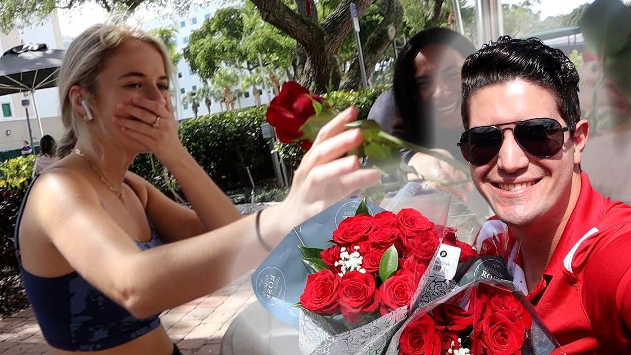 Giving Girls Roses For Valentines Day!