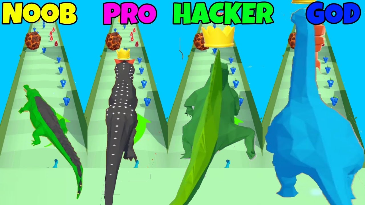 DinoRush All levels by NOOB VS PRO VS HACKER VS GOD  |@playgame24dia