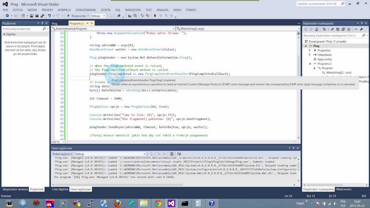 [Kurs programowania C#] Program do PING'owania w sieci komputerowej