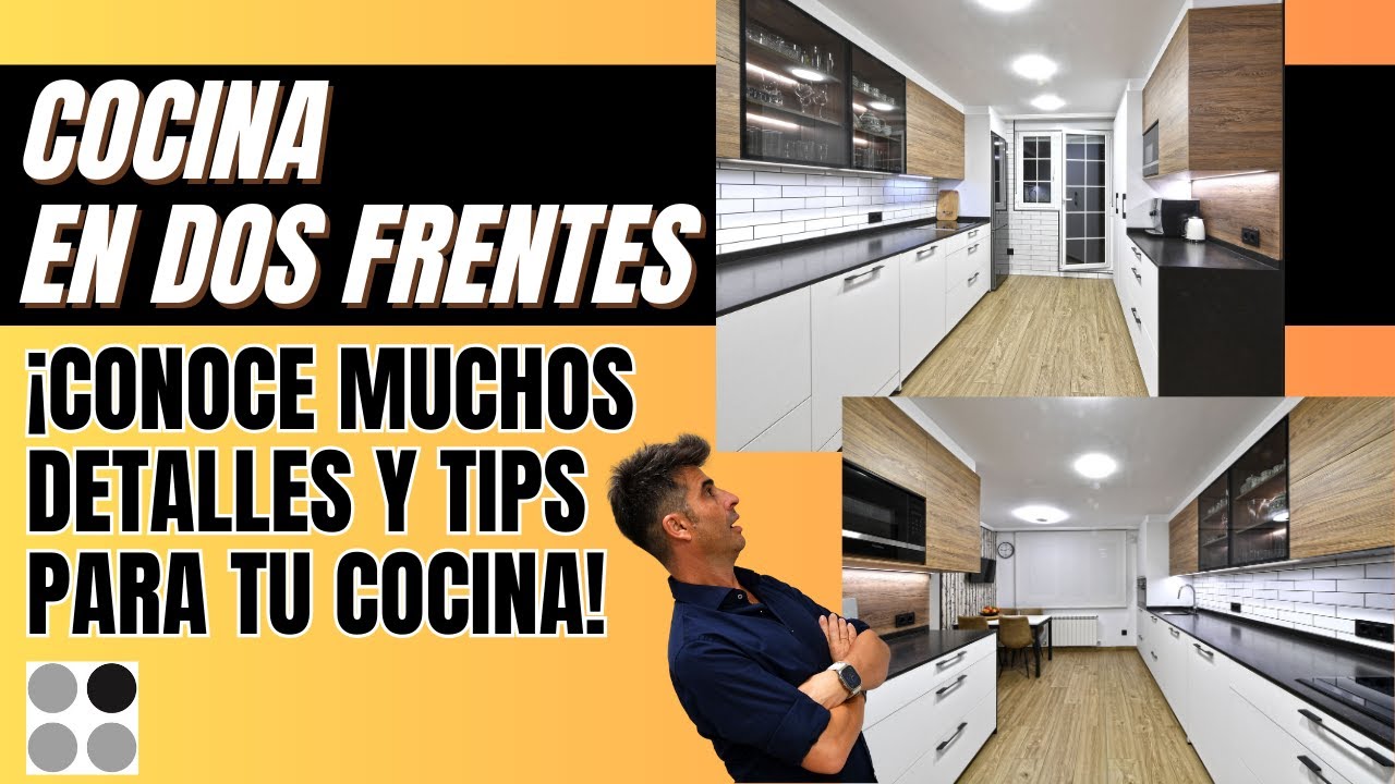 Cocinas en dos frentes BLANCAS MADERA Y NEGRAS con Mesa CJR