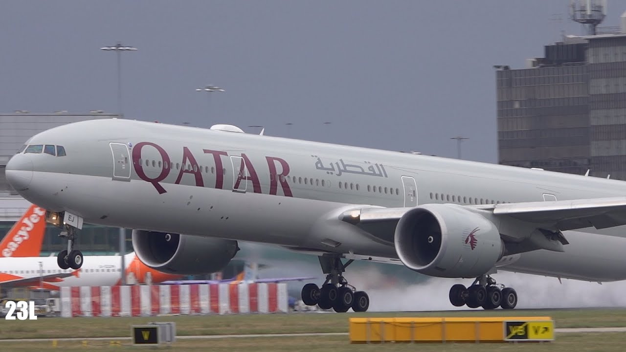 Great Takeoff Qatar Airways Boeing 777-3DZ ER A7-BEJ QR28 Doha DOH To Manchester MAN 13/02/2020