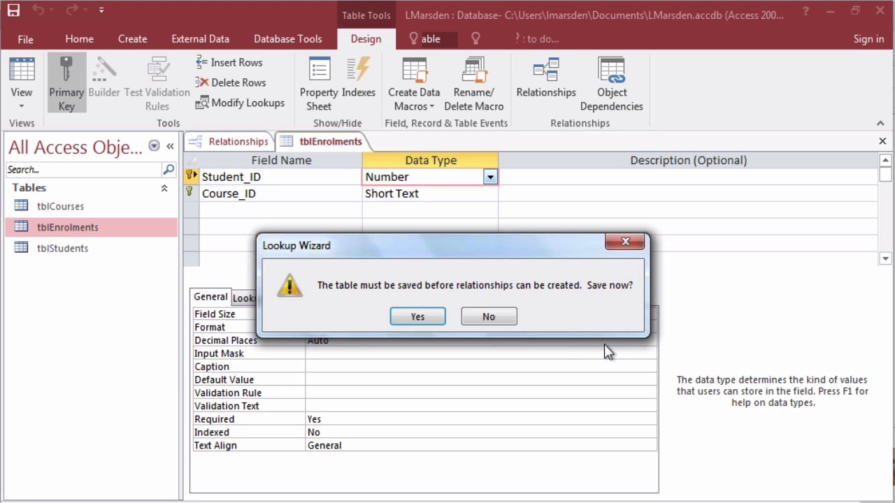 Creating LOOKUPS in MS Access