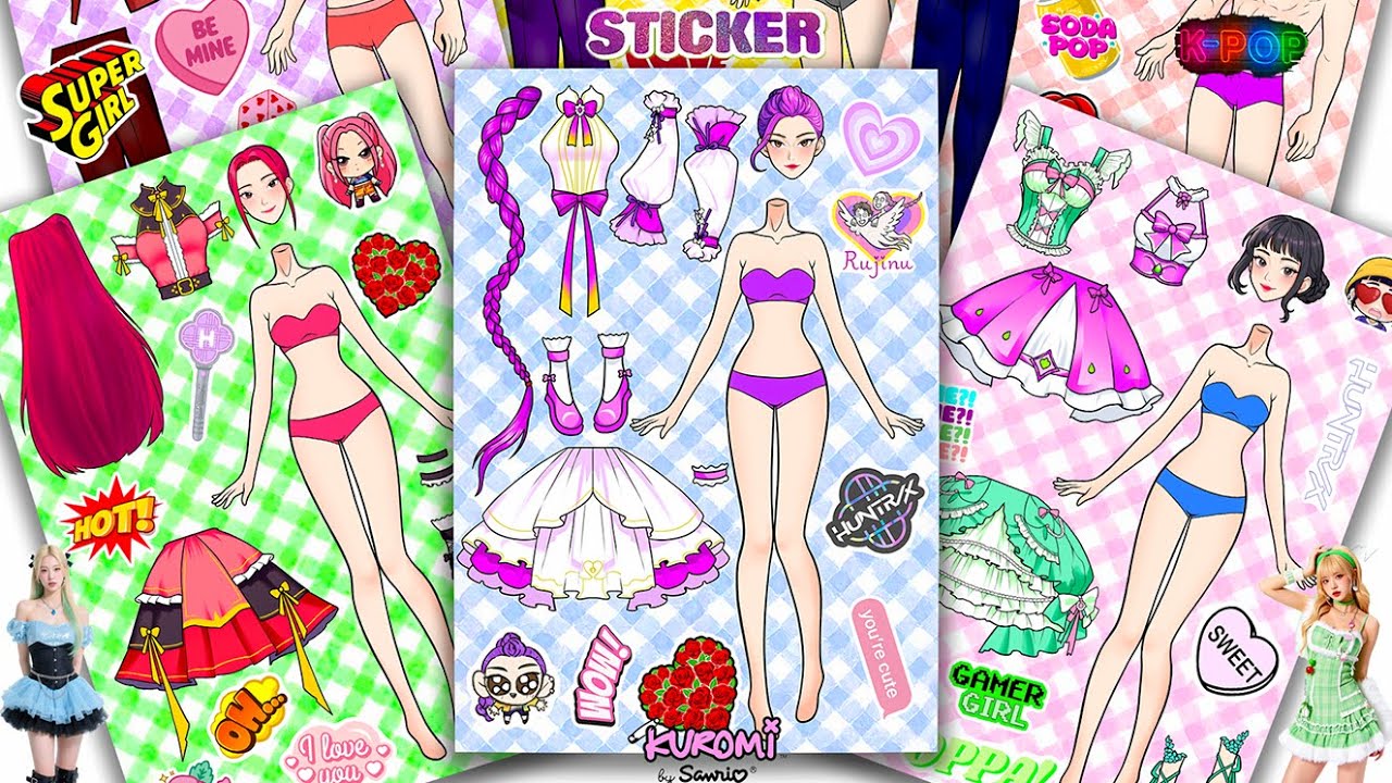 Oddly Satisfying ASMR Sticker Book Kpop Idol Sanrio Fan Girl Transformation! 💖 Paper DIY #200