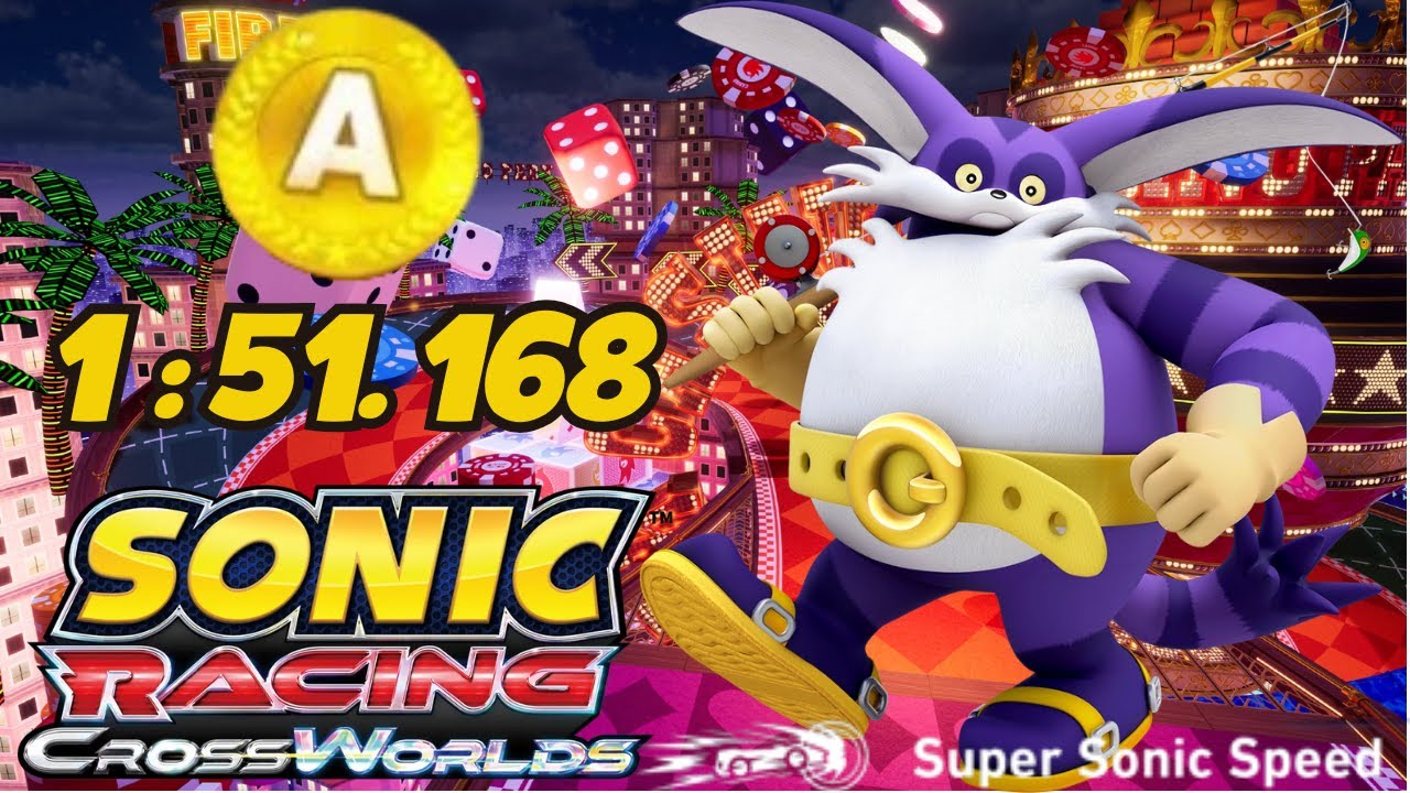Sonic Racing Crossworlds | A Rank Time Trial on Roulette Road with Big the Cat – 1:51.168 |