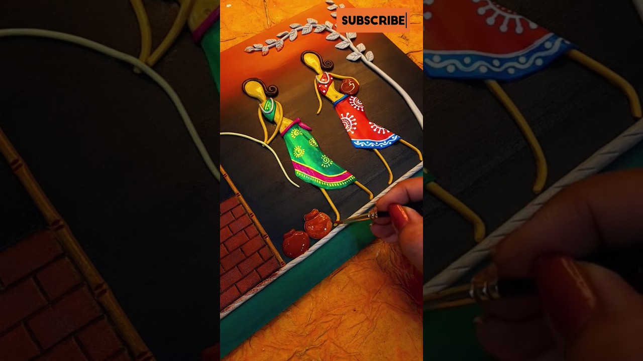 3d Clay Mural Art |Amazing wall hanging craft part-2🤩 #3d #tribalart  #clayart #walldecor 😱😍