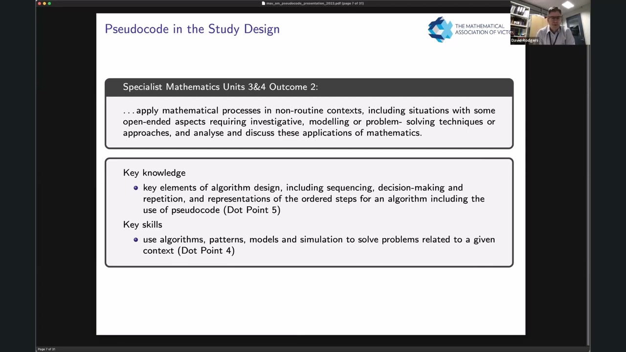 2023 Pseudocode in VCE Specialist Mathematics