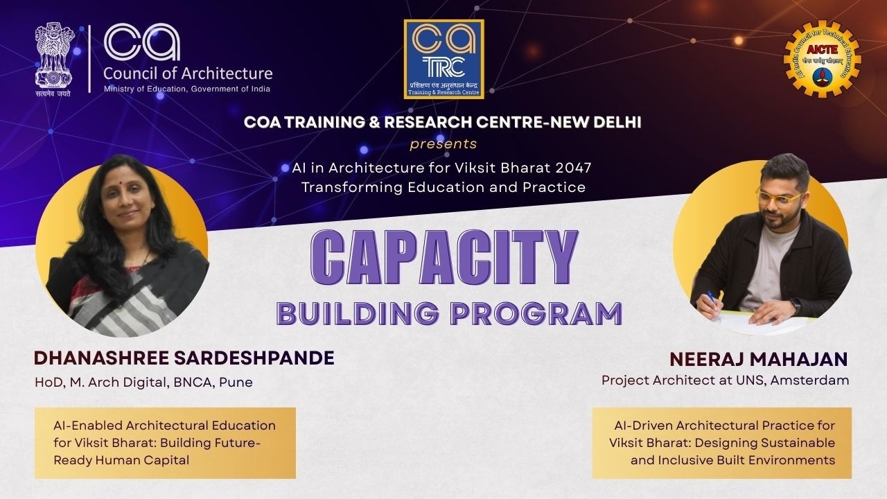 Capacity Building Program | AI in Architecture for Viksit Bharat 2047 | COA TRC New Delhi