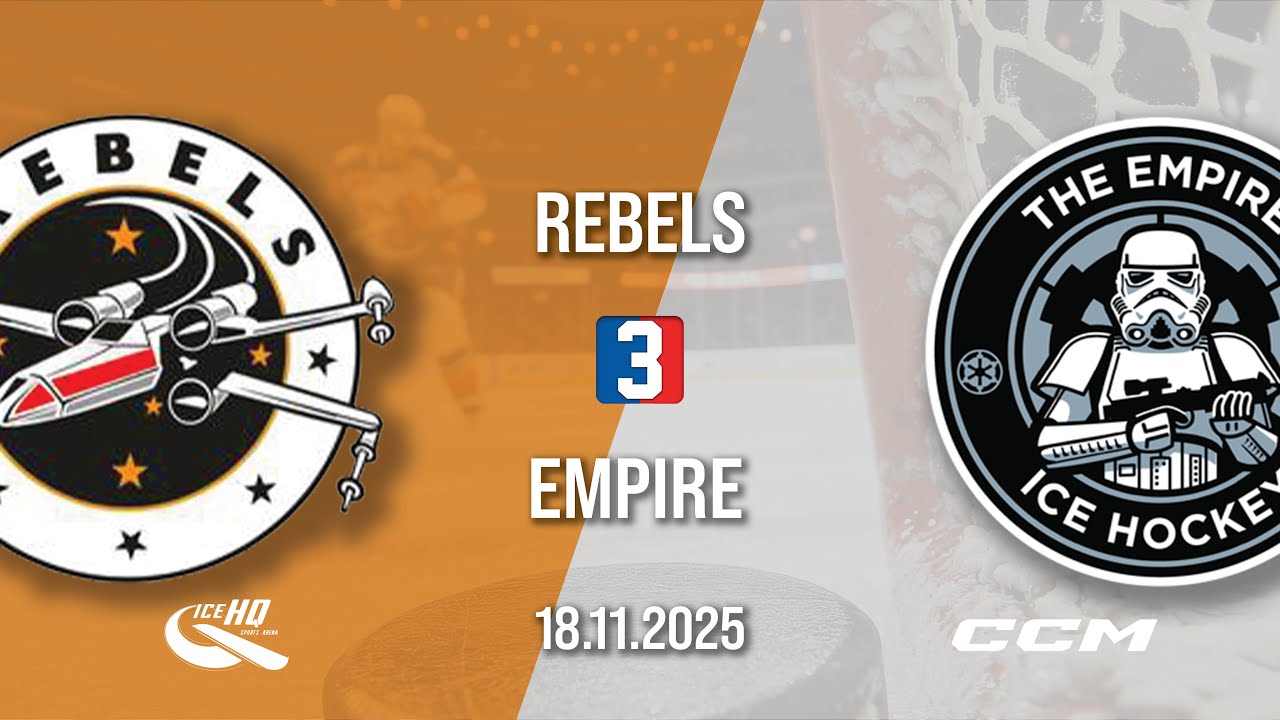 Rebels vs Empire - Div 3 - 18th November - iceHQ Rec League ice hockey