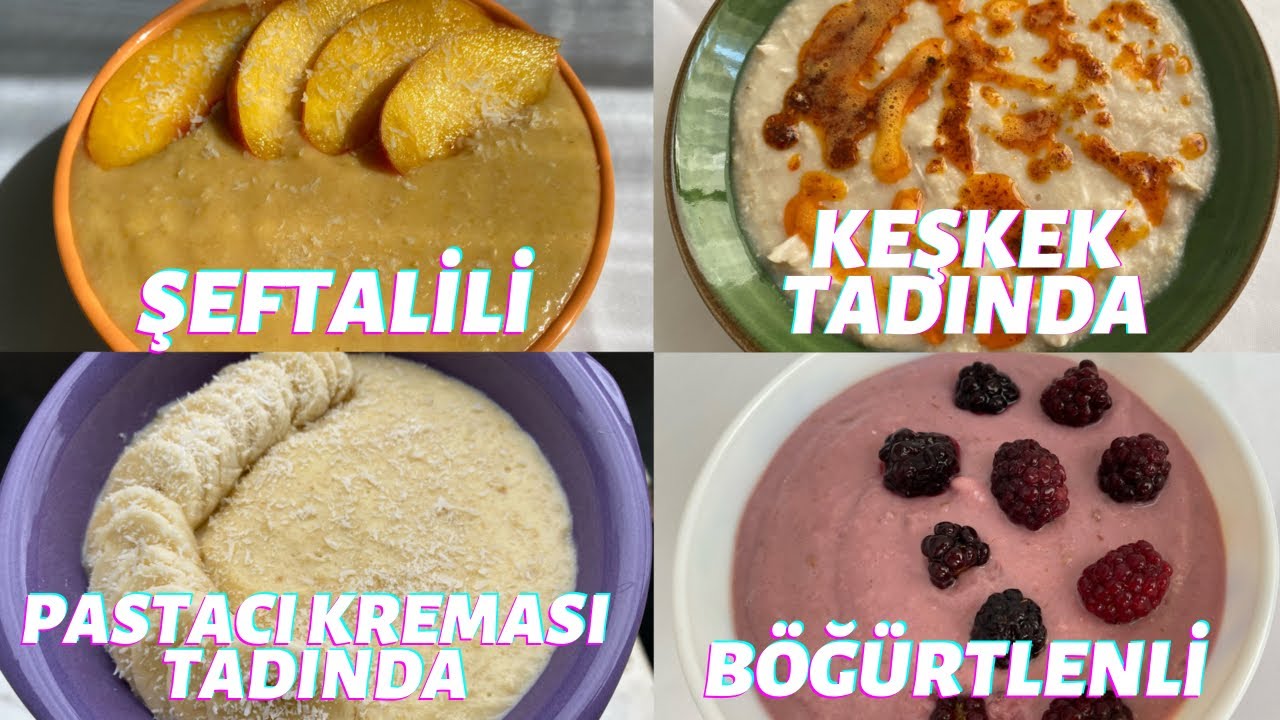 4 FARKLI YULAF LAPASI TARİFİ 2 |Püf Noktaları | Şeftalili,Keşkek Tadında,Pastacı Kreması,Böğürtlenli