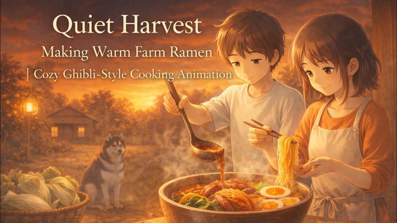 Quiet Harvest &mdash; Making Warm Farm Ramen | Cozy Ghibli Cooking Animation