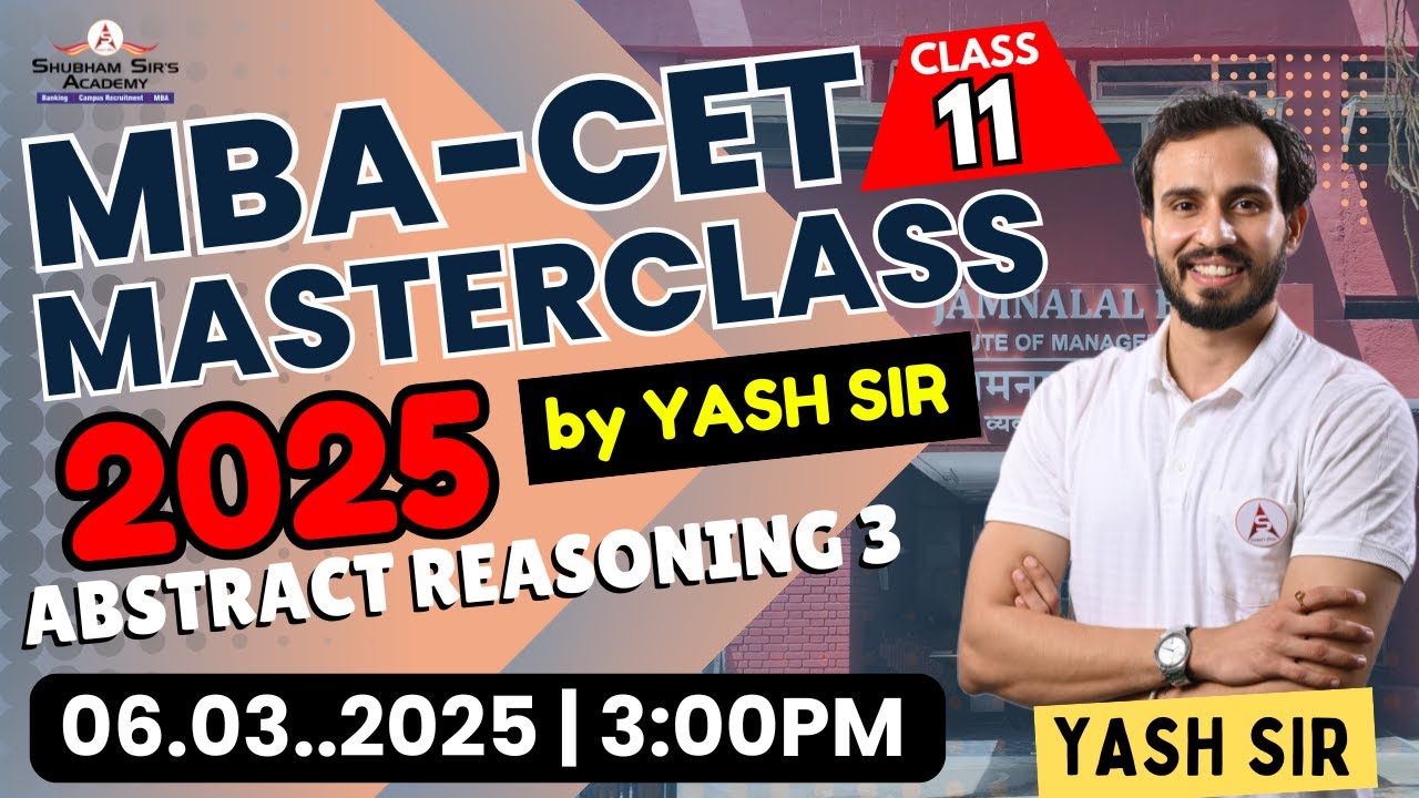MBA-CET 2025 Reasoning Masterclass 11 | Abstract Reasoning 3 #MBACET2025 #MBA #SSA #Reasoning