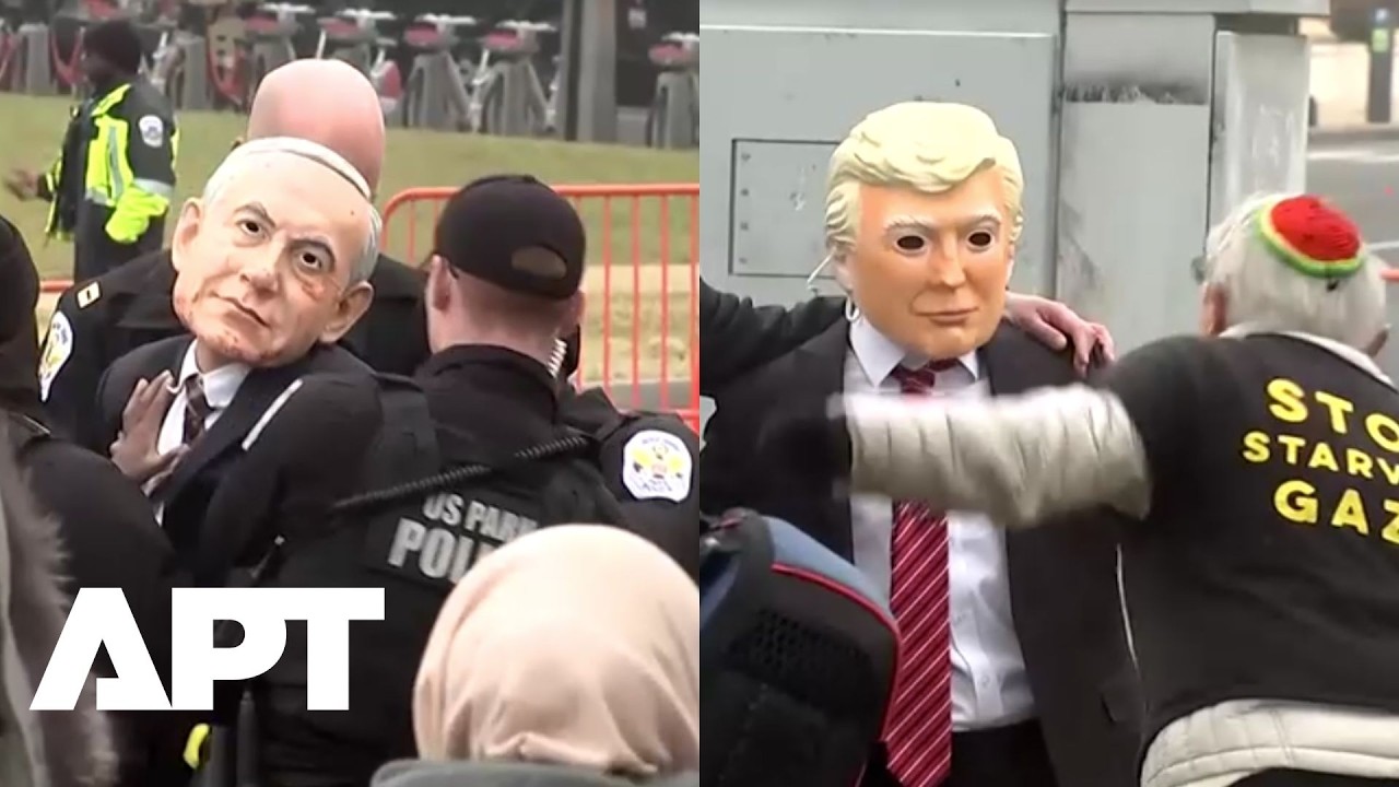 Protesters in Netanyahu, Trump Masks Detained Near Board of Peace Venue | APT