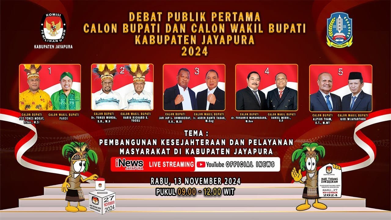 🔴LIVE - Debat Publik Pertama Calon Bupati & Wakil Bupati Kab. Jayapura 2024 | Rabu, 13 November 2024