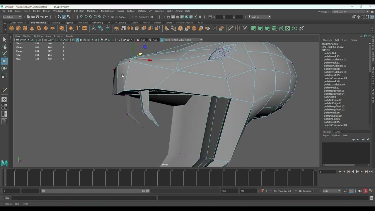 Snake 3D Modeling in Maya Tutorial// 3d model in maya//#3d #3dmodel #viral #shortvideo