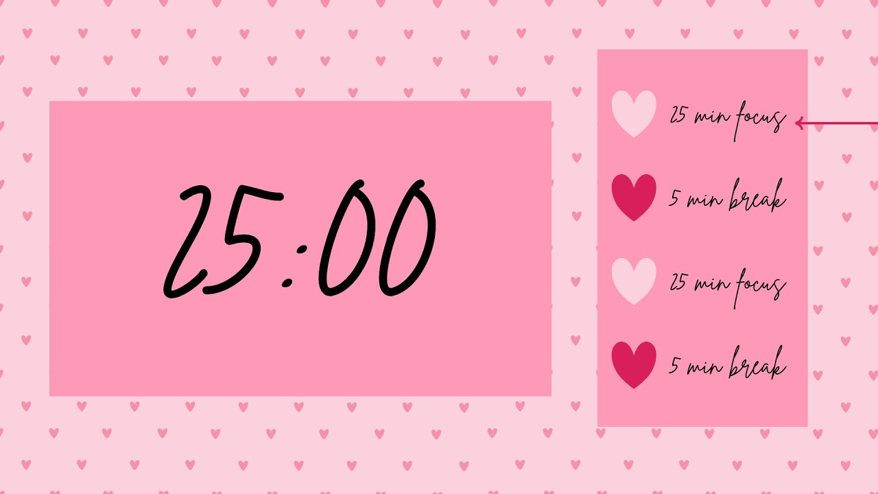 2x25 Pomodoro Timer 🎀 25/5 Study With Me | Cute Pink Aesthetic | Focus Session + Break