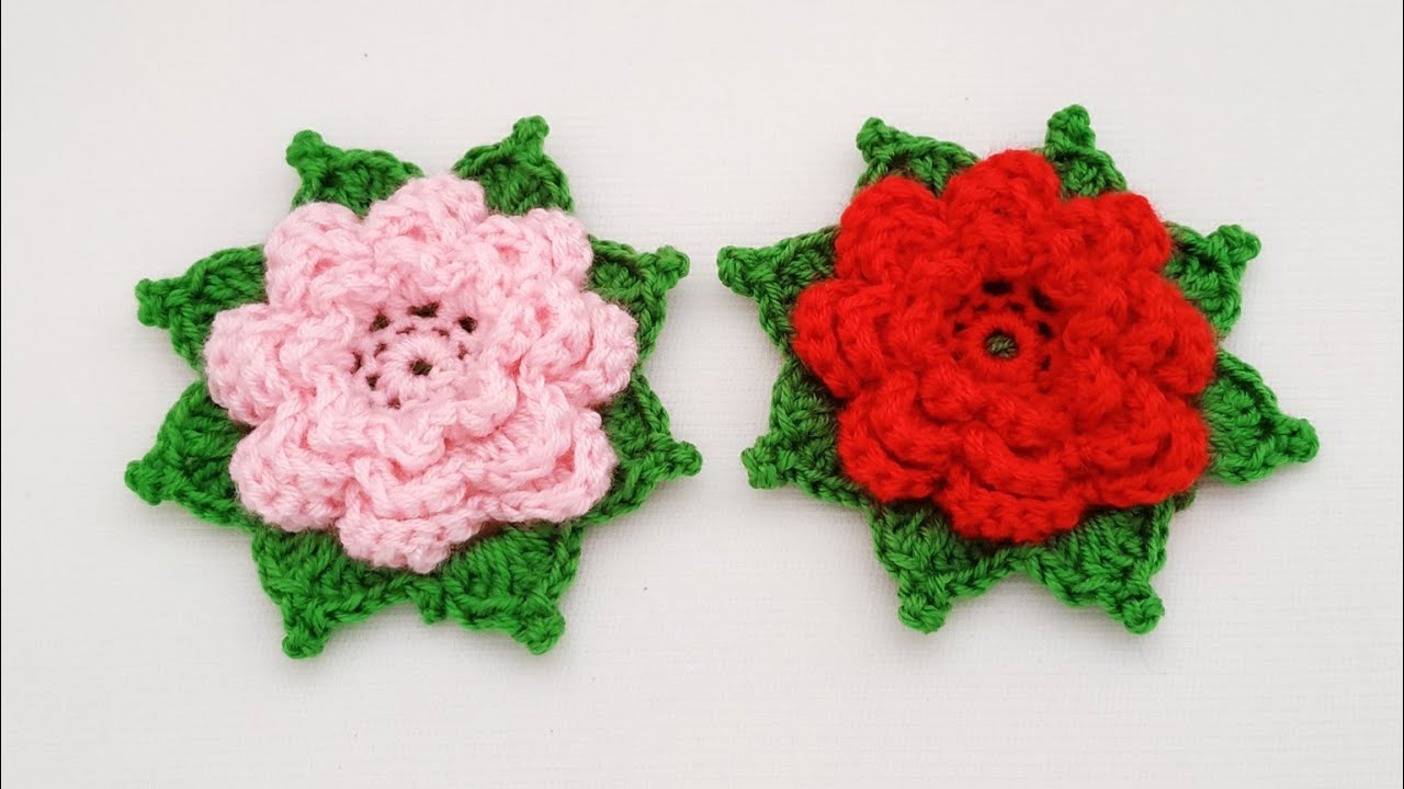 وردة ثلاثية الابعاد لتزيين عدة اشياء/flower crochet