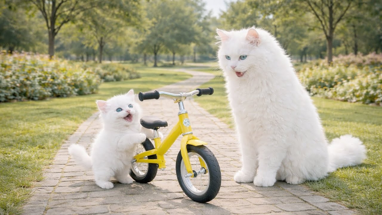 Mama Cat Works Hard to Buy a Bicycle for Her Kitten 🚲🐱💛