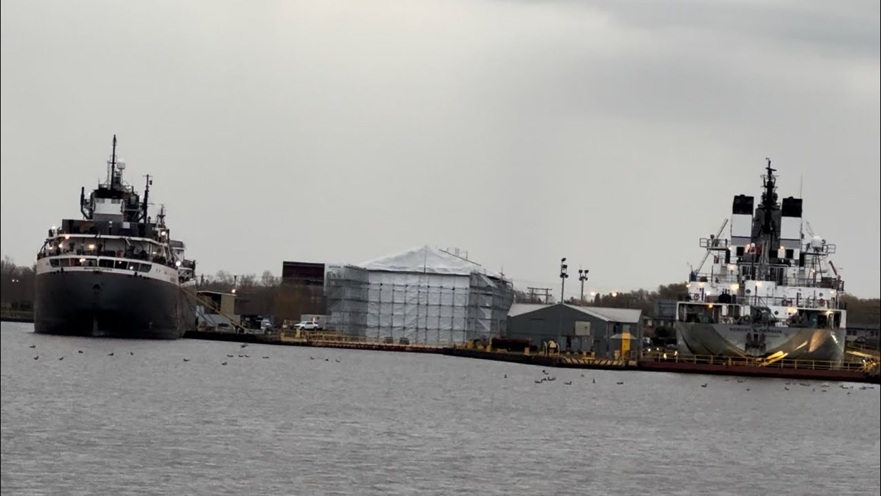 Robert S Pierson Towed to Duluth After Losing Her Rudder? Joins Michipicoten in Fraser Shipyard