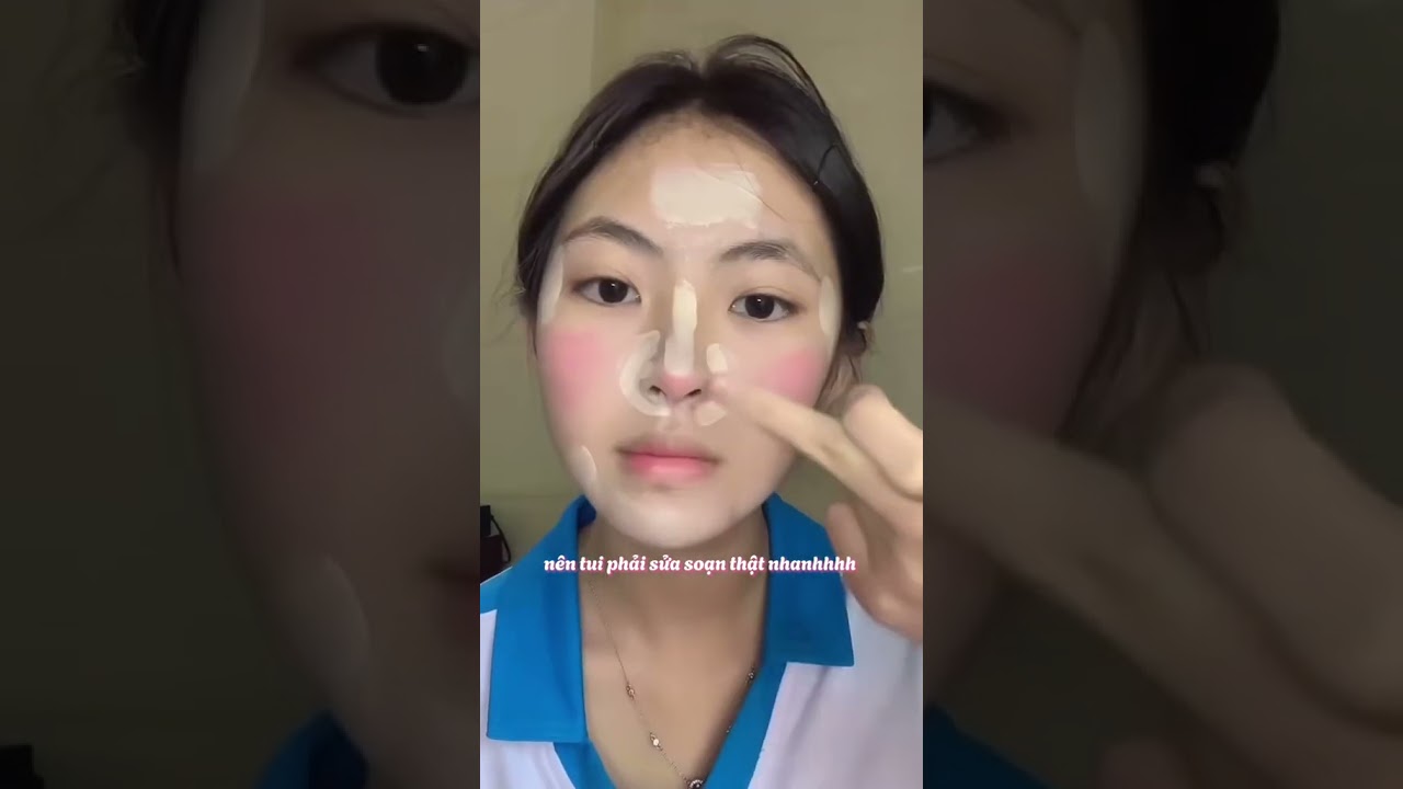 5 phút thui là xong makeup chỉ với phấn má và kem nền  
