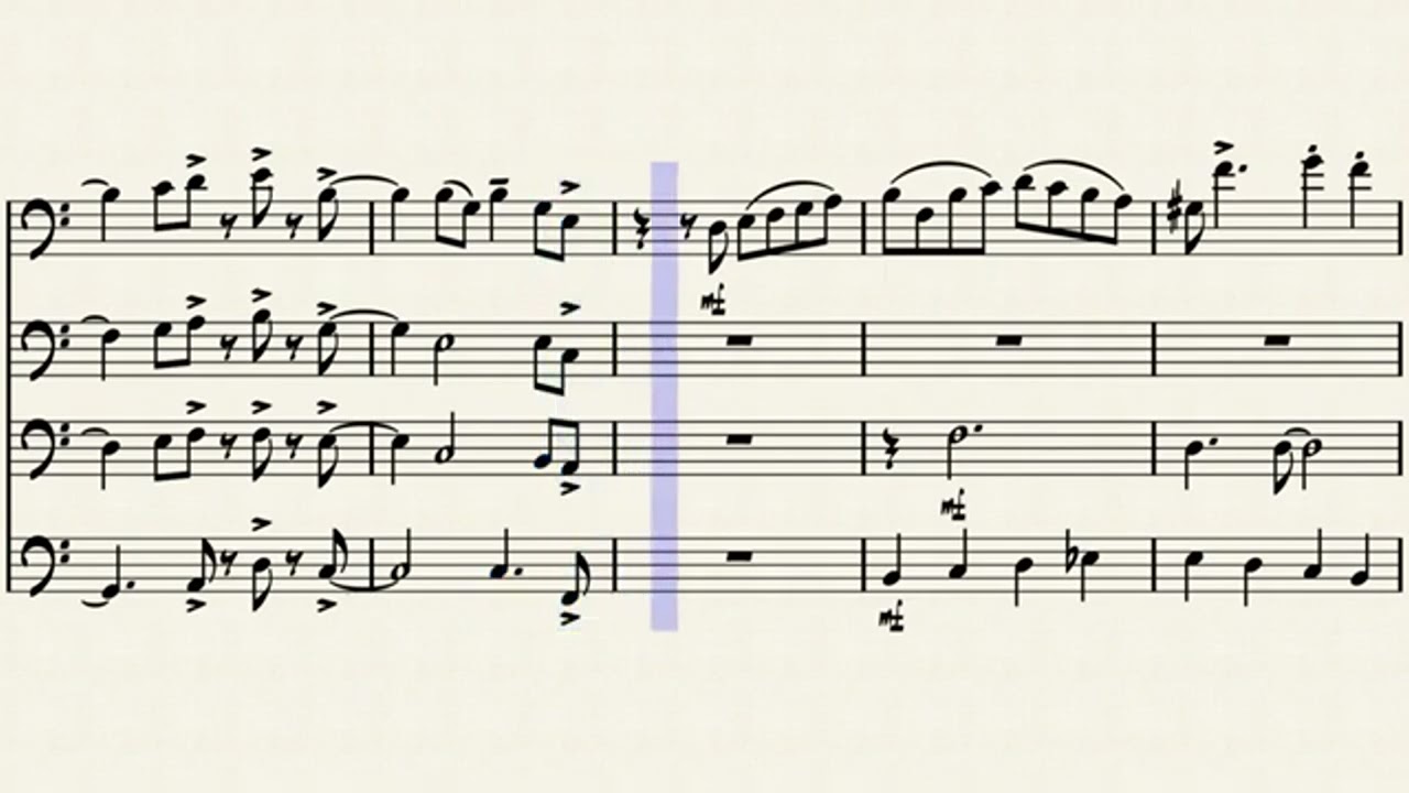 Autumn leaves, but it's for a trombone quartet (with sheet music)