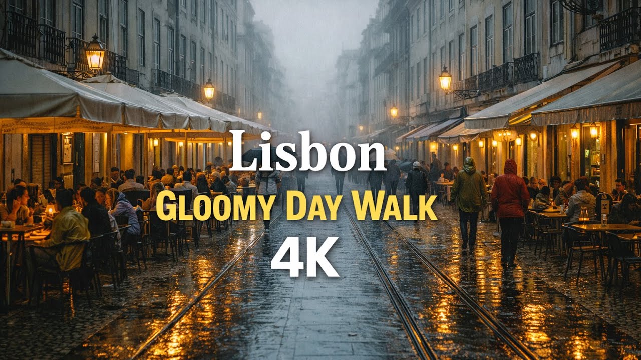 Lisbon Cloudy Day Walk 4K – Real City Ambience, No Commentary & Immersive Atmosphere