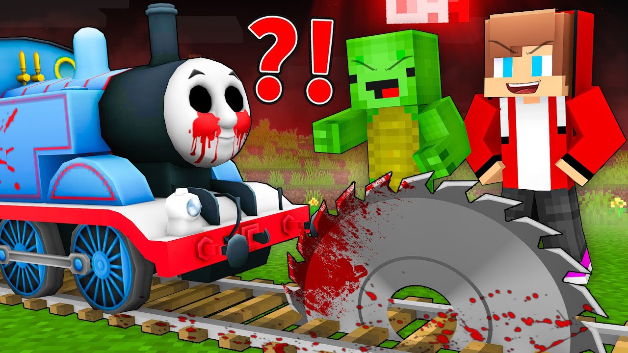 JJ and Mikey MADE TRAPS for SCARY THOMAS TRAIN - Maizen Minecraft Animation