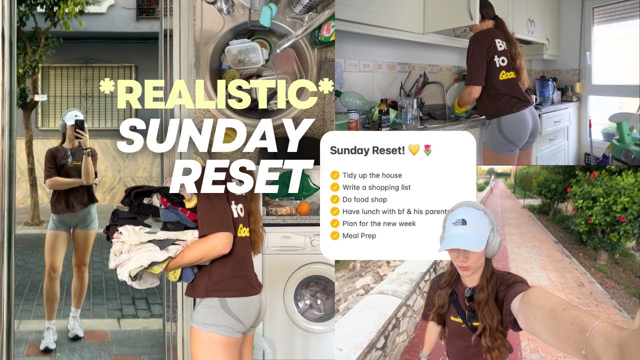 *realistic* SUNDAY RESET VLOG | productive day, deep cleaning my apartment, food shopping