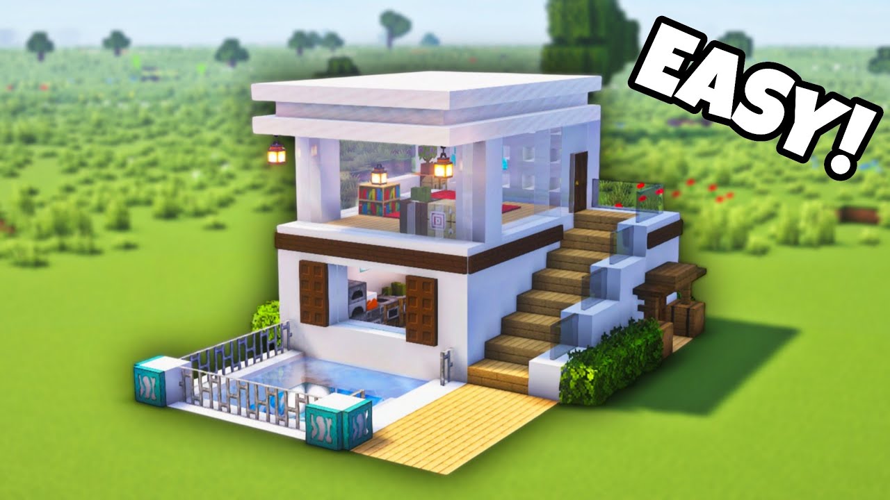 Minecraft: How to build Simple Modern House 
