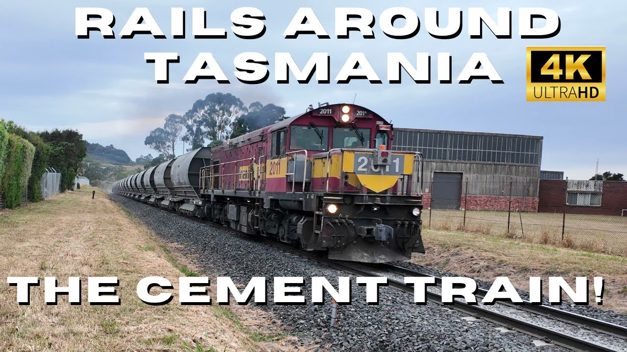 Tasrail's Cement Train! 4K Rails Around Tasmania DQ Class