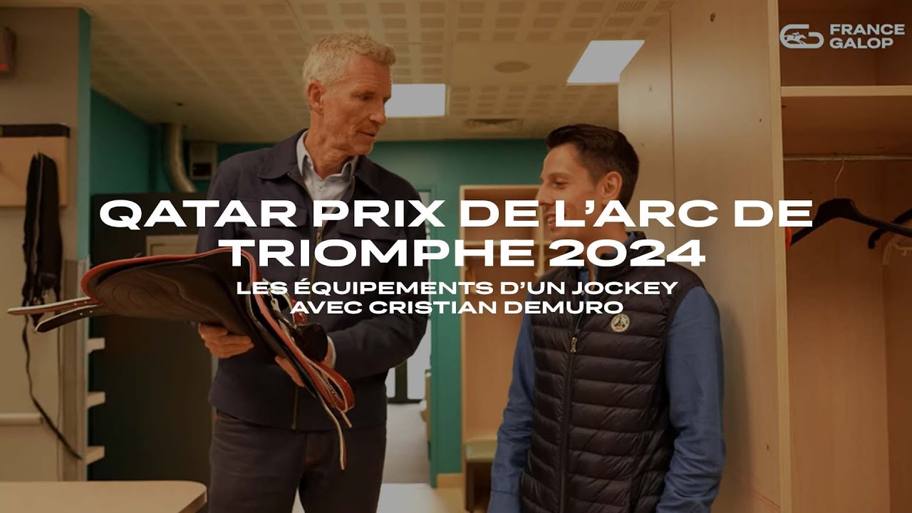 Denis Brogniart découvre les équipements du jockey avec Cristian Demuro