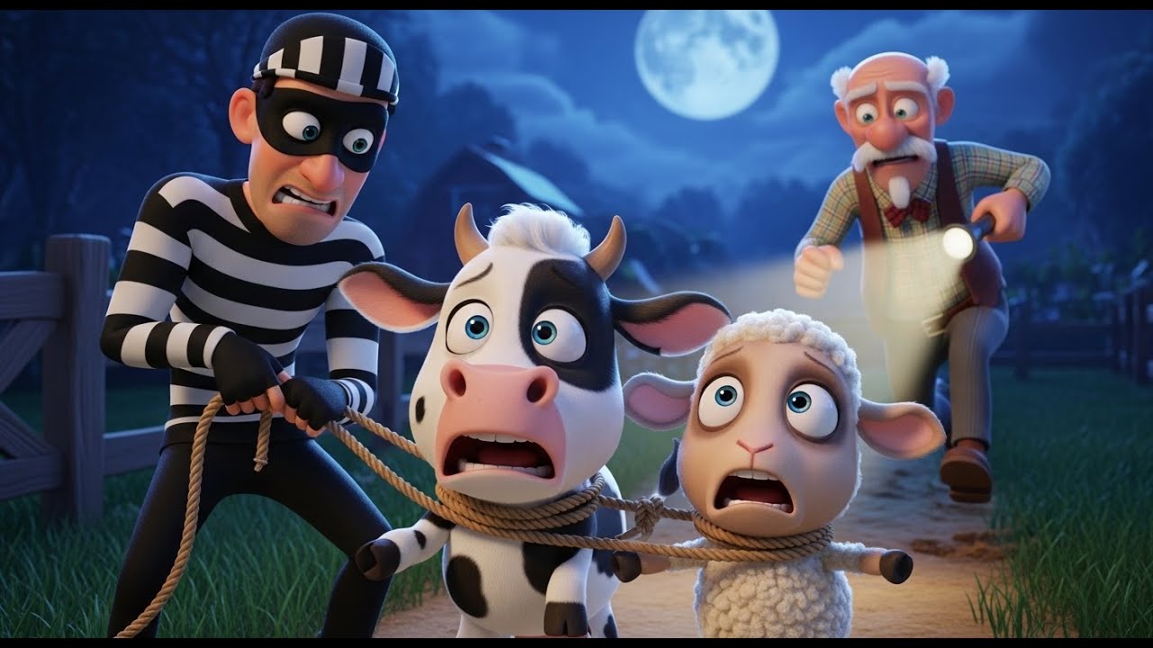 🐑 Baby Cow & Baby Sheep Missing! Thief on Old MacDonald’s Farm | 3D Cartoon