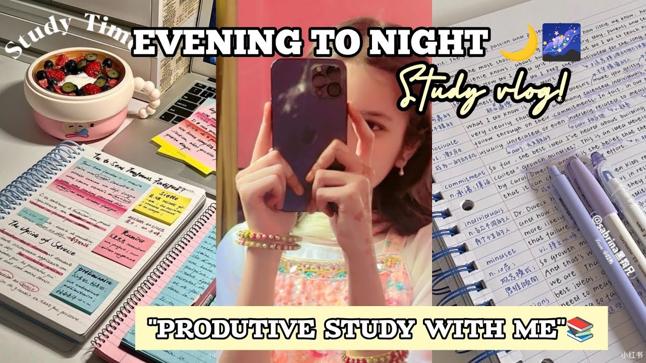Evening To Night Produtive Study Vlog✨🌌| Study with me📚🌟🌸| Late night Study Vlog🌷