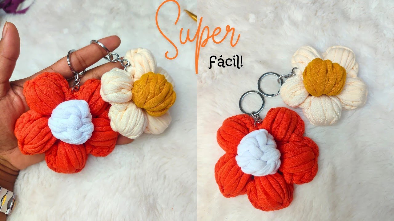 Llavero tejido en forma de flor 🌸 | Súper fácil y rápido