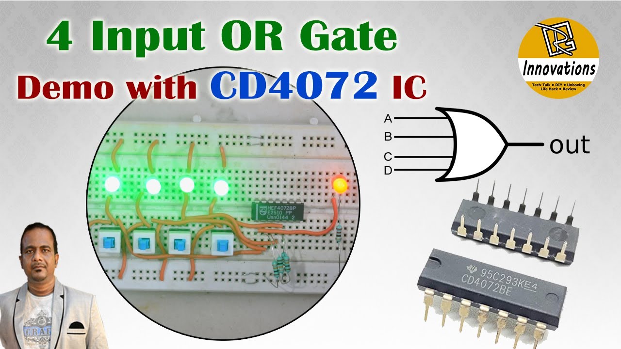Demo of 4 Input OR Gate using CD4072 IC | Practical Demo | CD4072 Dual 4 Input OR Gate