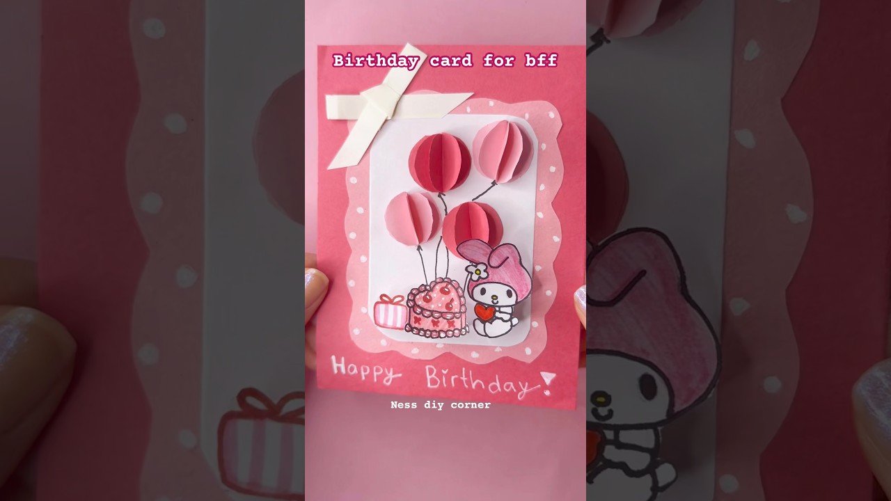 My Melody birthday card 🥰 #diy #shorts #mymelody #sanrio #viralshorts #birthdaycard #tutorial